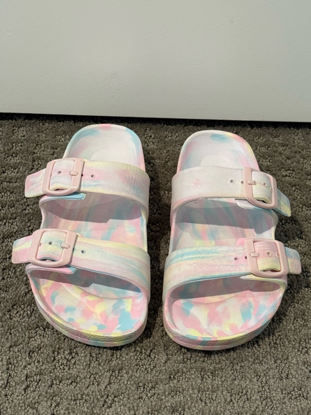 Cat & Jack Pastel Tie-Dye Double Strap Slide Sandals